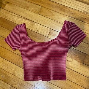 Red and White Striped Crop Top